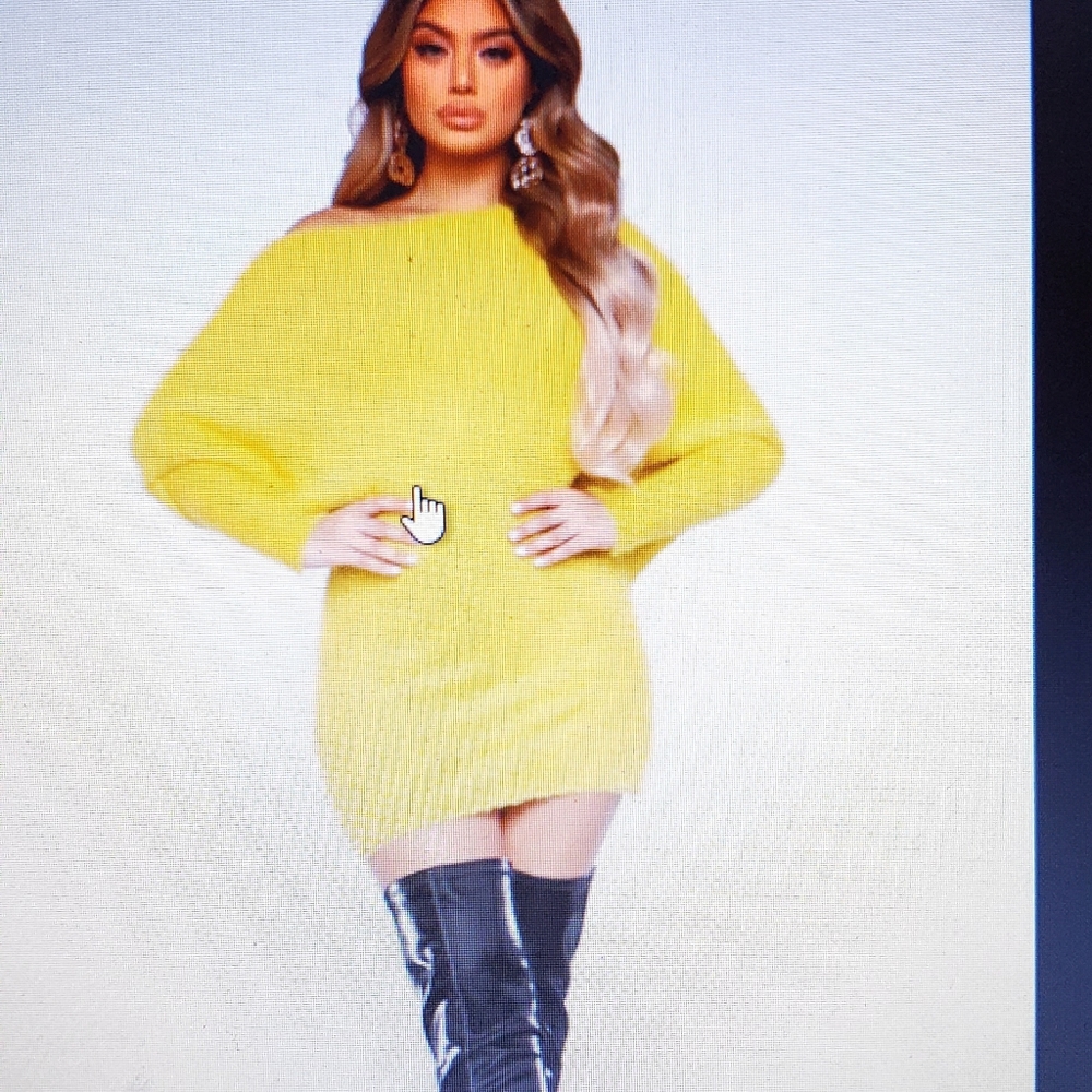NEW BRIGHT YELLOW ASYMMETRICAL FUZZY SWEATER